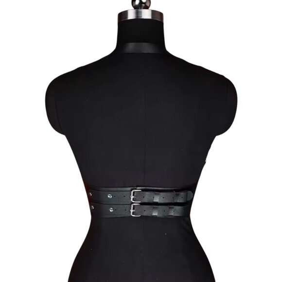 Women Gothic Black Leather Body Harness - Picture 3 of 4